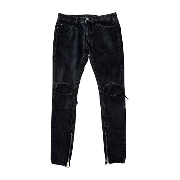 MNML Black Distressed Skinny Jeans 30 - Picture 3 of 9